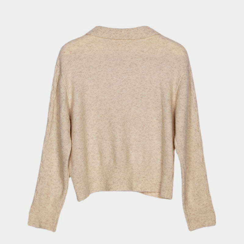 یقه یقه ای چوگان پاییزی SM-K0012 جامپر بافتنی توخالی پایین رنگ ثابت یقه یقه ای چوگان پاییزی SM-K0012 جامپر بافتنی توخالی پایین رنگ ثابت