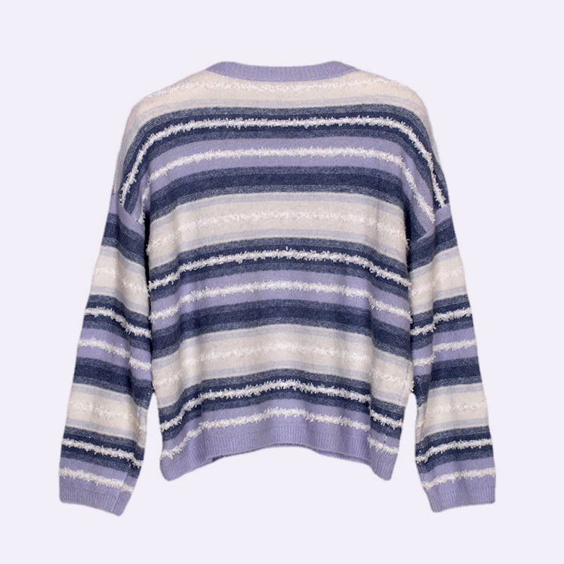 بلوز شیرین یقه گرد گشاد SM-K0047 شیب دار راه راه بلوز شیرین یقه گرد گشاد SM-K0047 شیب دار راه راه