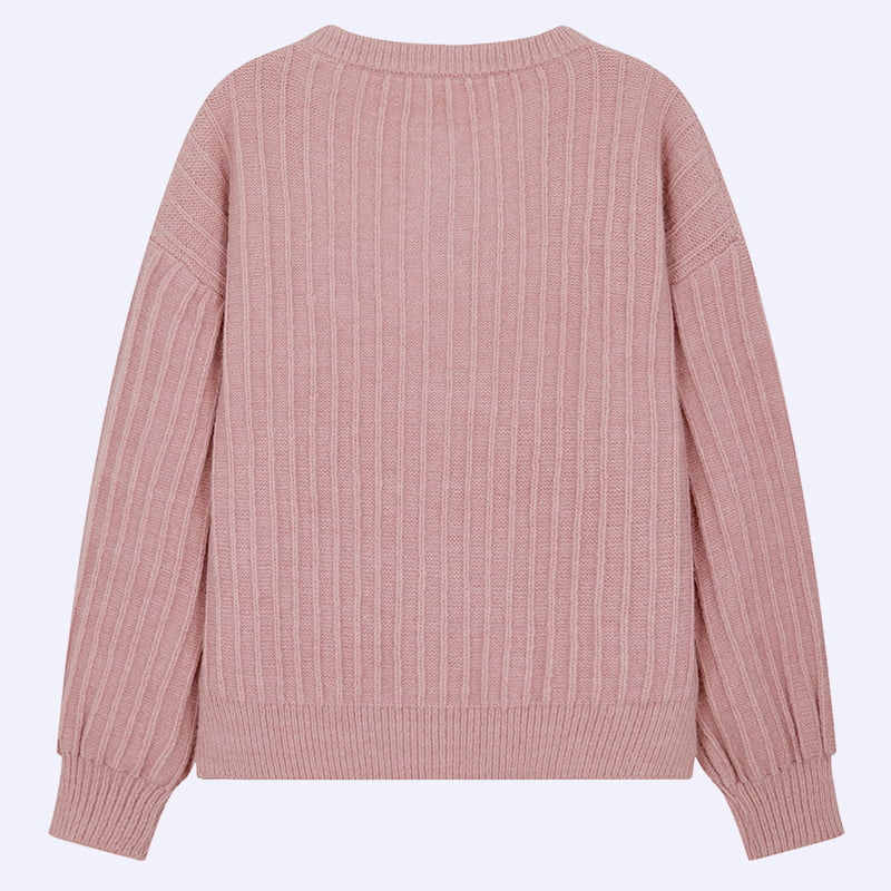 ژاکت کش باف پف دار با آستین یقه خدمه ML2211 ژاکت کش باف پف دار با آستین یقه خدمه ML2211