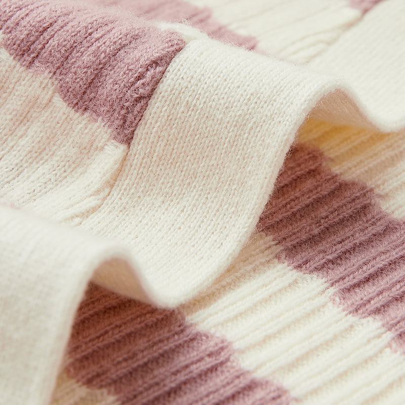 ژاکت ژاکت کش باف پشمی با یقه V راه راه صورتی و سفید ML2204 ژاکت ژاکت کش باف پشمی با یقه V راه راه صورتی و سفید ML2204