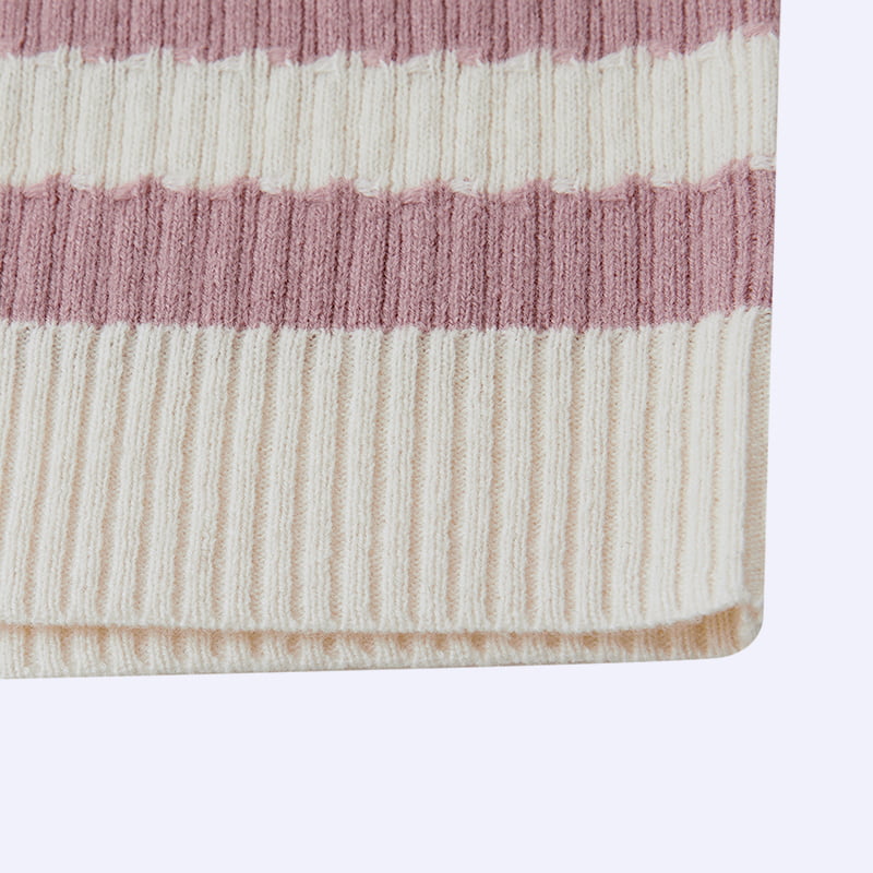 ژاکت ژاکت کش باف پشمی با یقه V راه راه صورتی و سفید ML2204 ژاکت ژاکت کش باف پشمی با یقه V راه راه صورتی و سفید ML2204