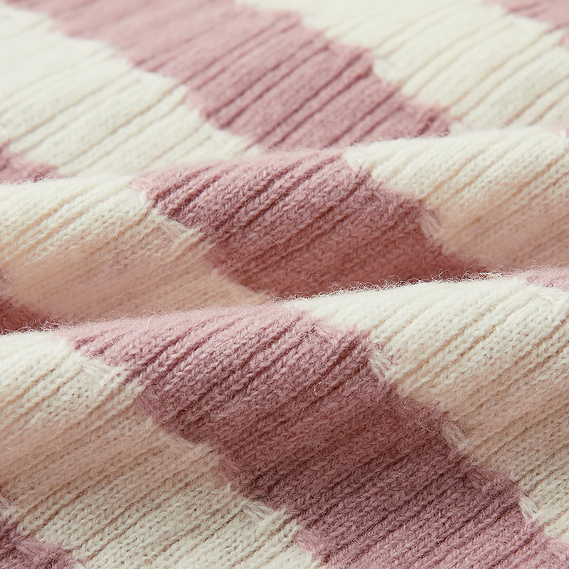 ژاکت ژاکت کش باف پشمی با یقه V راه راه صورتی و سفید ML2204 ژاکت ژاکت کش باف پشمی با یقه V راه راه صورتی و سفید ML2204