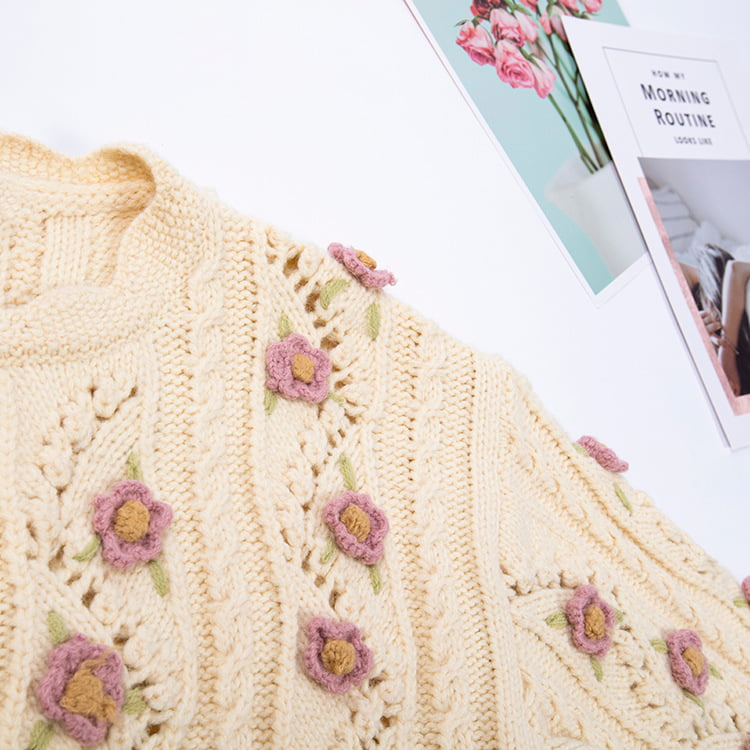 ژاکت بافتنی زنانه ژاکت آستین بلند با قلاب دستی SM-K0008 ژاکت بافتنی زنانه ژاکت آستین بلند با قلاب دستی SM-K0008