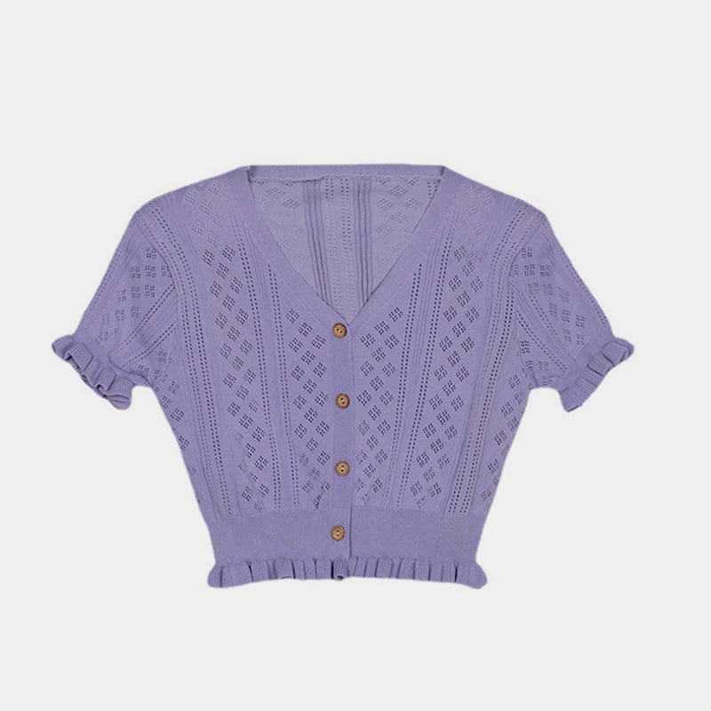 SM-K0015 یقه V تابستانی آستین کوتاه نازک توخالی ژاکت بافتنی ابریشمی یخی SM-K0015 یقه V تابستانی آستین کوتاه نازک توخالی ژاکت بافتنی ابریشمی یخی