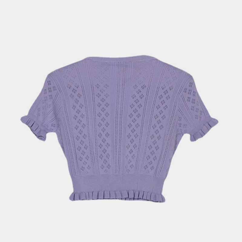 SM-K0015 یقه V تابستانی آستین کوتاه نازک توخالی ژاکت بافتنی ابریشمی یخی SM-K0015 یقه V تابستانی آستین کوتاه نازک توخالی ژاکت بافتنی ابریشمی یخی