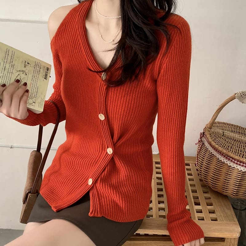 ژاکت بافتنی آستین بلند یقه V SM-K0022 با طرح باریک و طاقچه ژاکت بافتنی آستین بلند یقه V SM-K0022 با طرح باریک و طاقچه