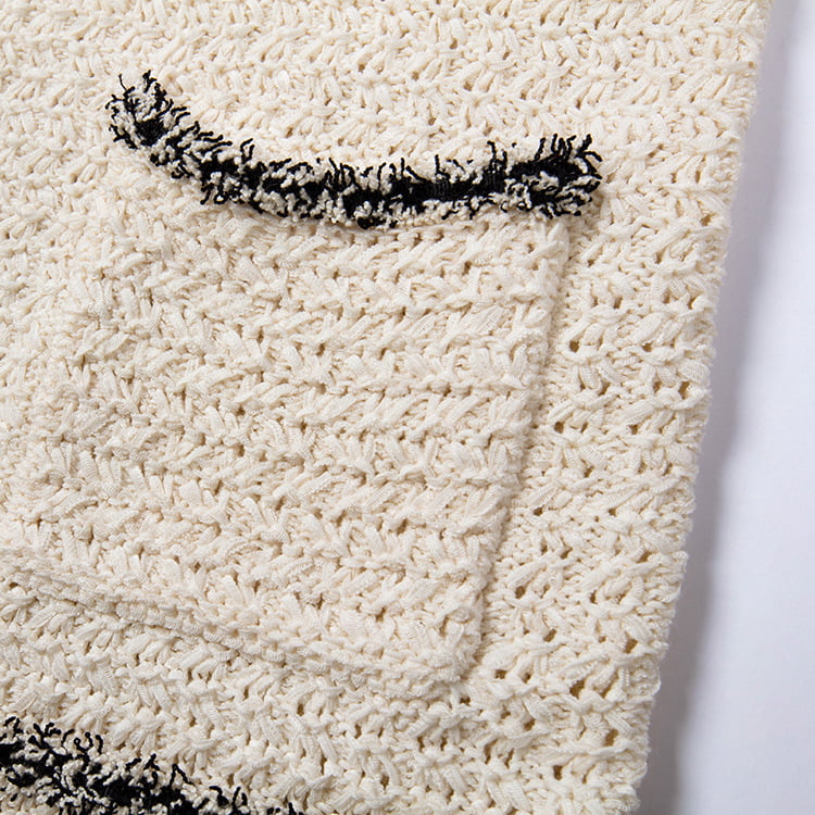 SM-K0049 رنگ کنتراست یقه گرد با عطر کوچک ژاکت بافتنی حاشیه دار SM-K0049 رنگ کنتراست یقه گرد با عطر کوچک ژاکت بافتنی حاشیه دار