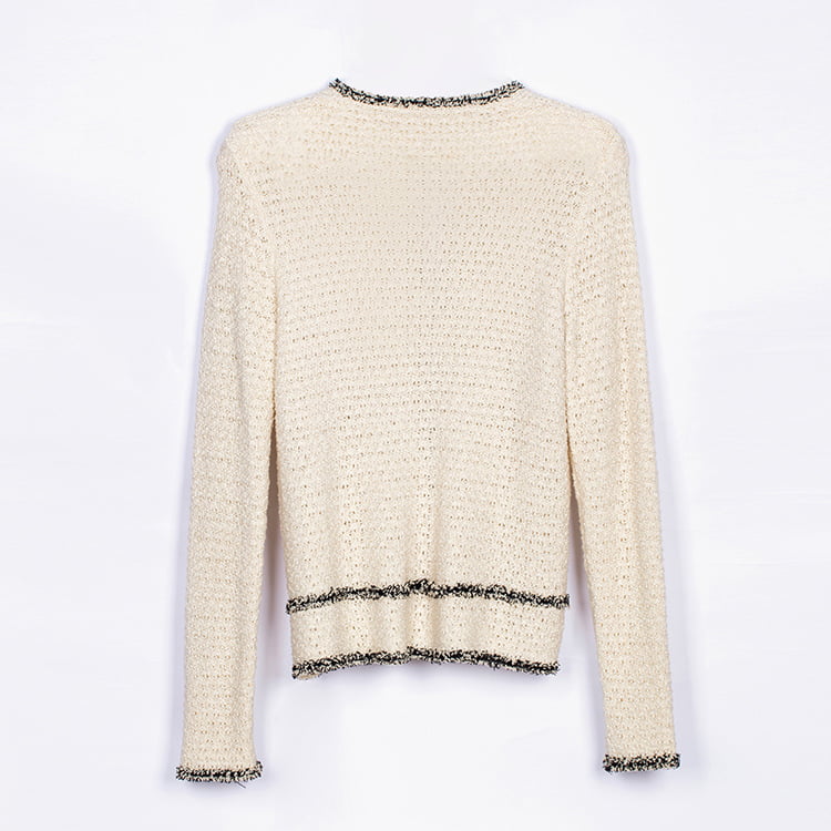 SM-K0049 رنگ کنتراست یقه گرد با عطر کوچک ژاکت بافتنی حاشیه دار SM-K0049 رنگ کنتراست یقه گرد با عطر کوچک ژاکت بافتنی حاشیه دار