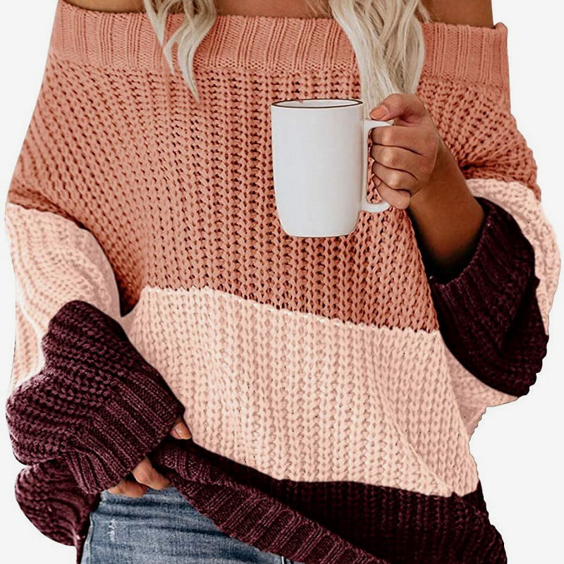 بلوز بافتنی پشمی متضاد یقه بلند SM-K0080 بلوز بافتنی پشمی متضاد یقه بلند SM-K0080