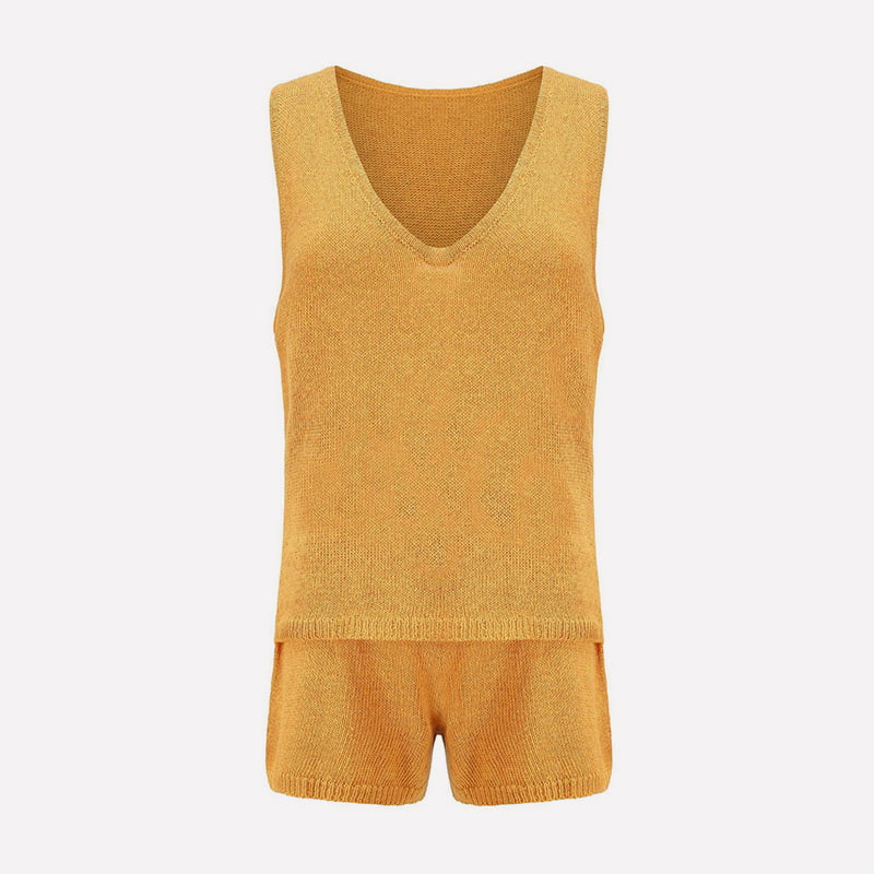 جلیقه بافتنی ظریف و شلوارک بند دار SM-K0102 کت و شلوار بافتنی غیررسمی جلیقه بافتنی ظریف و شلوارک بند دار SM-K0102 کت و شلوار بافتنی غیررسمی