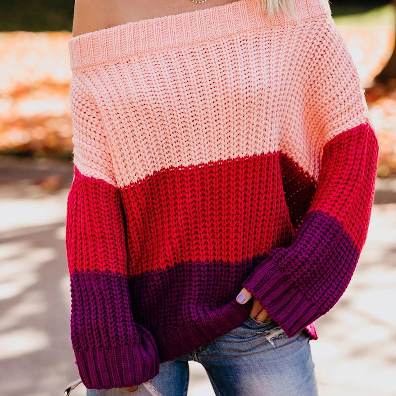 بلوز بافتنی پشمی متضاد یقه بلند SM-K0080 بلوز بافتنی پشمی متضاد یقه بلند SM-K0080