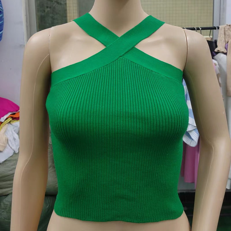 جلیقه بافتنی بدون آستین یقه آویز بند صلیب SM-K0106 جلیقه بافتنی بدون آستین یقه آویز بند صلیب SM-K0106