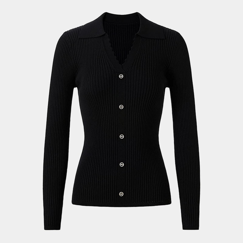 SM-K0064 یقه V-آستین بلند دکمه بافتنی نازک SM-K0064 یقه V-آستین بلند دکمه بافتنی نازک