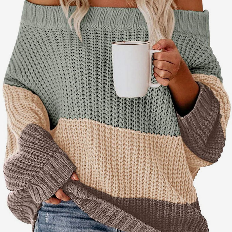 بلوز بافتنی پشمی متضاد یقه بلند SM-K0080 بلوز بافتنی پشمی متضاد یقه بلند SM-K0080