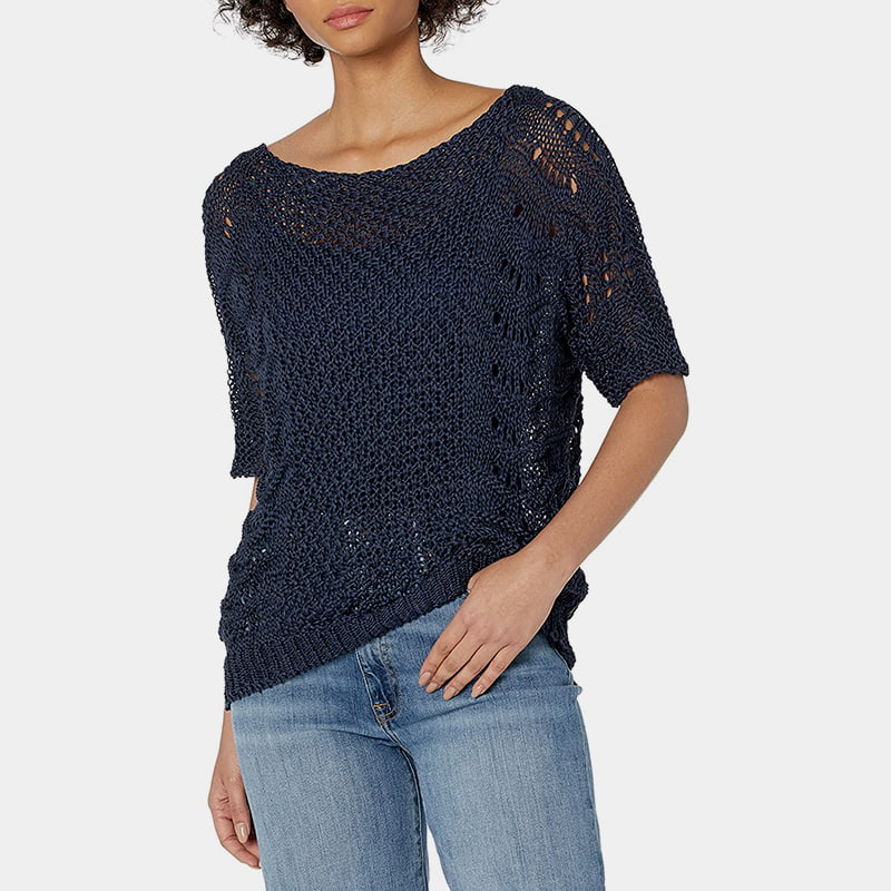 آستین کوتاه ضد آفتاب بلوز بافتنی یقه خدمه SM-K0060 آستین کوتاه ضد آفتاب بلوز بافتنی یقه خدمه SM-K0060