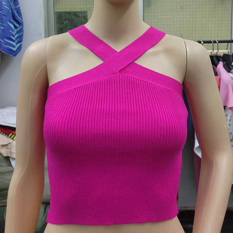 جلیقه بافتنی بدون آستین یقه آویز بند صلیب SM-K0106 جلیقه بافتنی بدون آستین یقه آویز بند صلیب SM-K0106