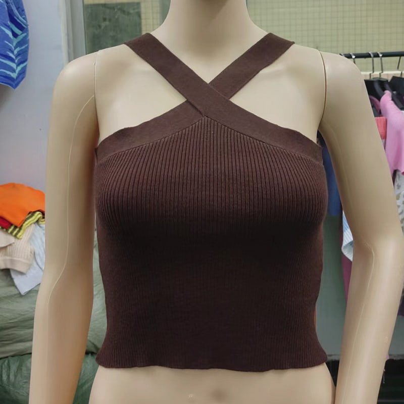 جلیقه بافتنی بدون آستین یقه آویز بند صلیب SM-K0106 جلیقه بافتنی بدون آستین یقه آویز بند صلیب SM-K0106