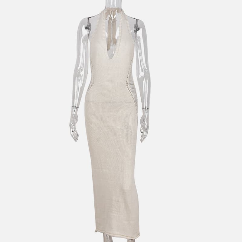 لباس بافتنی یقه بدون آستین SM-K0073 دور کمر یکرنگ لباس بافتنی یقه بدون آستین SM-K0073 دور کمر یکرنگ