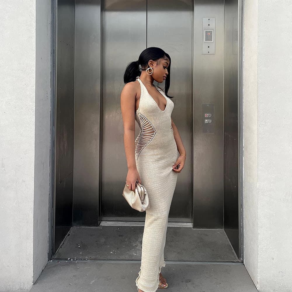 لباس بافتنی یقه بدون آستین SM-K0073 دور کمر یکرنگ لباس بافتنی یقه بدون آستین SM-K0073 دور کمر یکرنگ